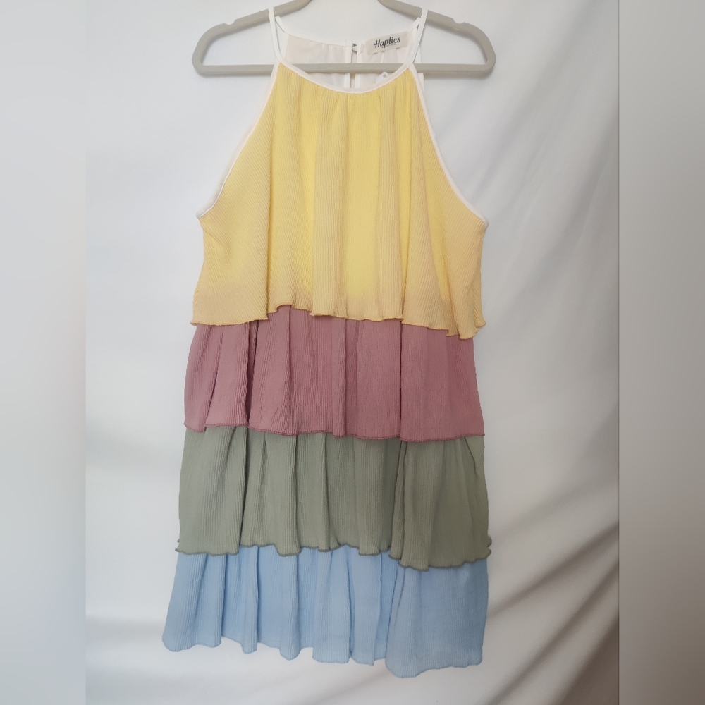 Haptics multicolor layered dress.